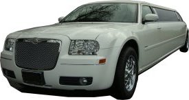 White Chrysler limo for hire, School Proms, Birthday celebrations and anniversaries. Cars for Stars (Brighton)